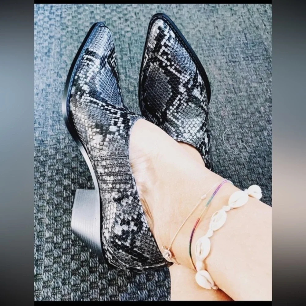 ZARA animal print cowboy heeled ankle boots
